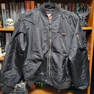 Harley Davidson Small Biker Bomber Jacket Logo Full Zip Black